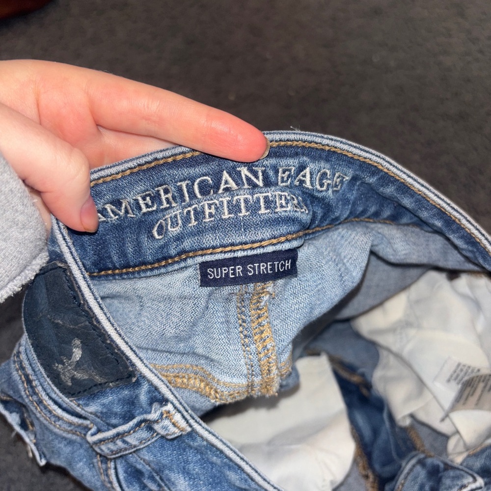 American Eagle Outfitters Blue Distressed Jean Shorts - Picture 3 of 4